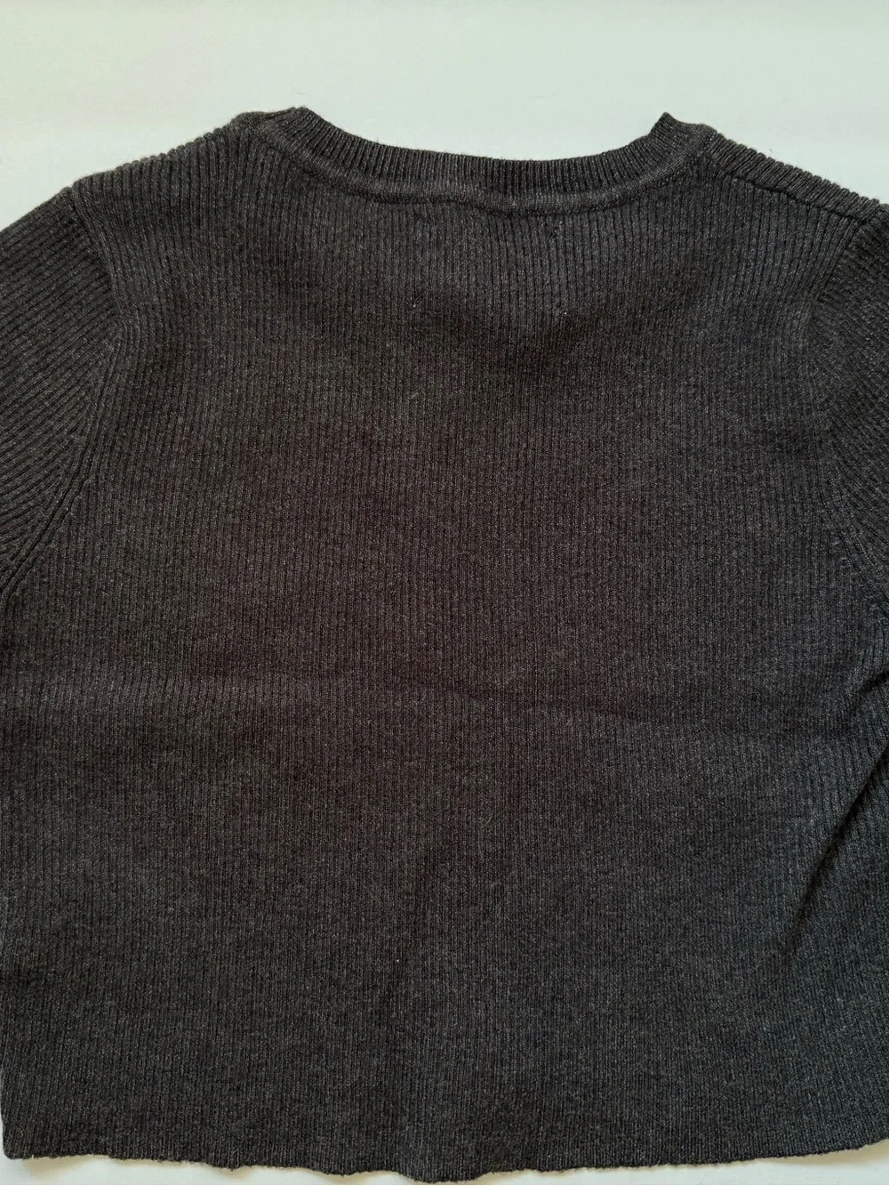 Zara Girls Ribbed Knit Crop Top Gray Size 9-10 140 Short Sleeve Stretch Tee